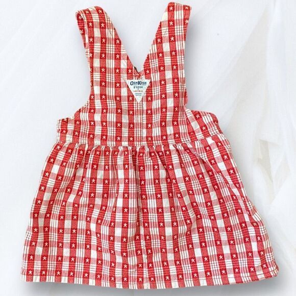 Vintage Oshkosh Vestabak Checkered Pinafore Overall Dress - Picture 2 of 5
